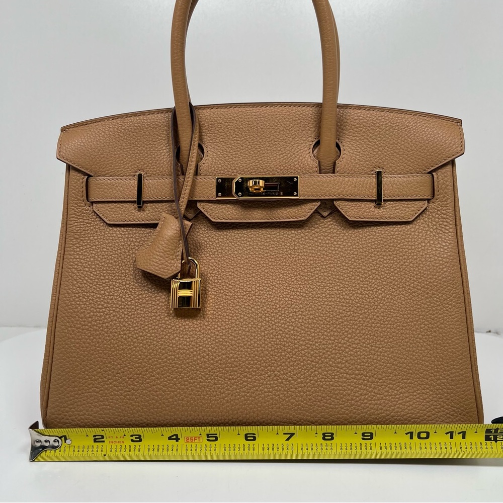 Hermes Birkin 30 Biscuit Tan Beige Clemence Leather Gold Hardware - Picture 12 of 16